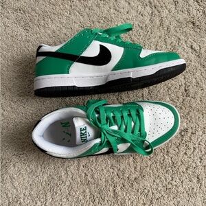 Nike Emerald and White Low-Top Sneakers